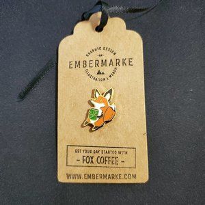 NWT Fox Coffee Enamel Pin - Ember Marke